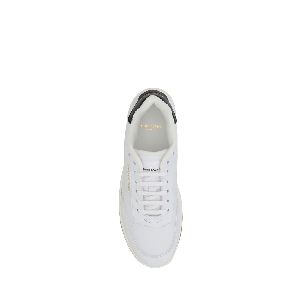 Saint Laurent White Calf Leather Bos Taurus Low Top Sneakers - Image 4
