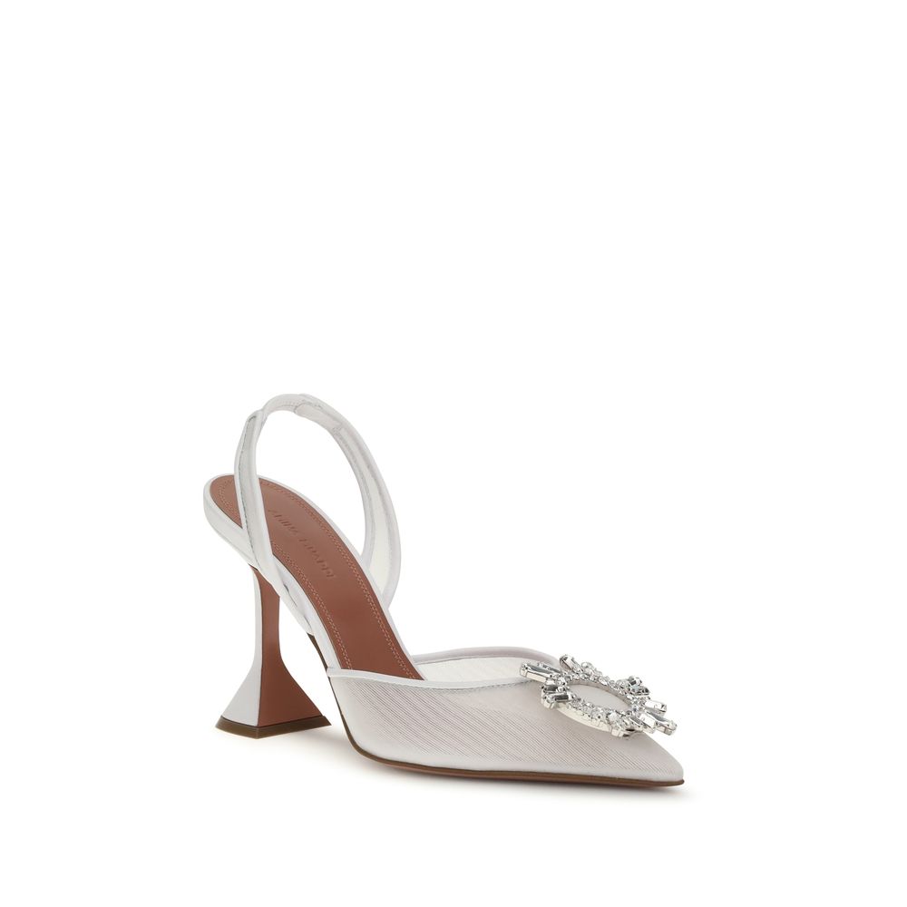Amina Muaddi White Polyester Platform Pumps - Image 2