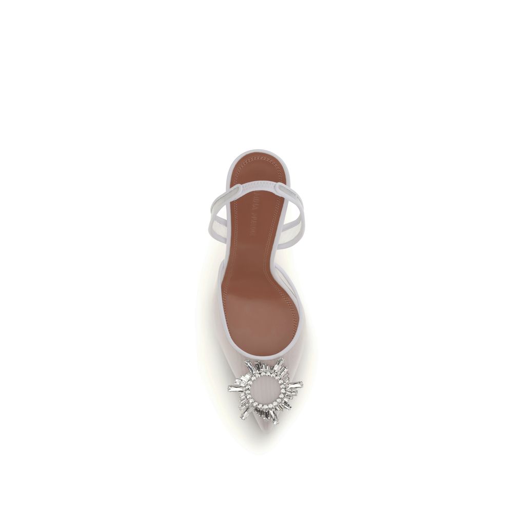 Amina Muaddi White Polyester Platform Pumps - Image 4