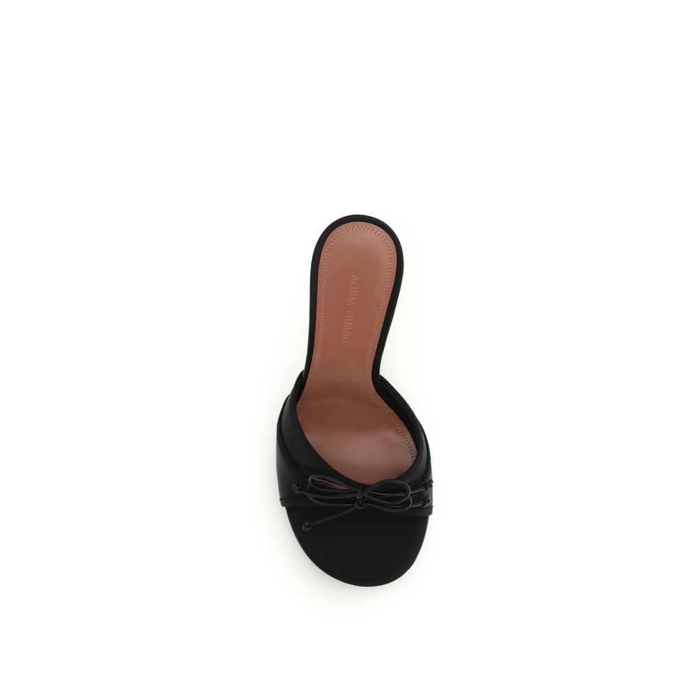 Amina Muaddi Black Silk Stiletto Heel Sandals - Image 4