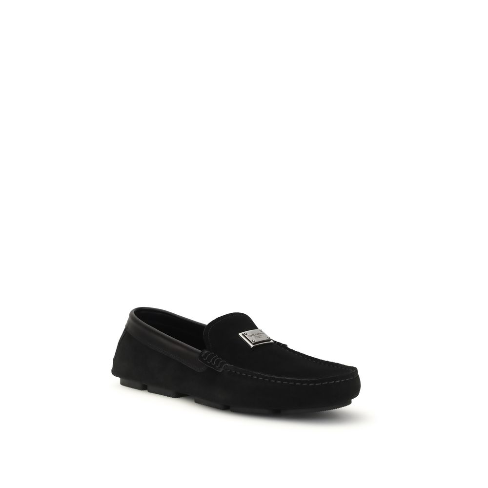 Dolce & Gabbana Black Calf Leather Bos Taurus Slip-On Loafers - Image 2