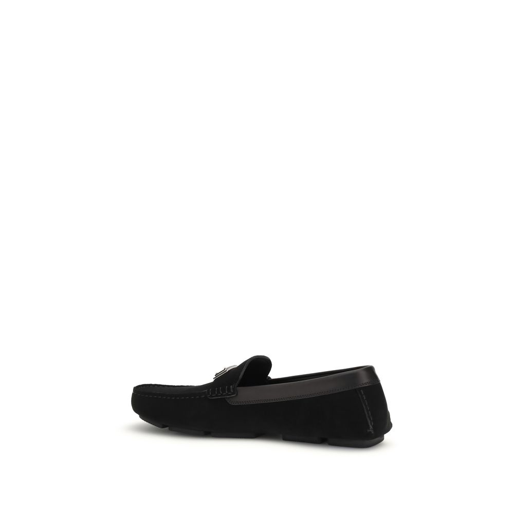 Dolce & Gabbana Black Calf Leather Bos Taurus Slip-On Loafers - Image 3