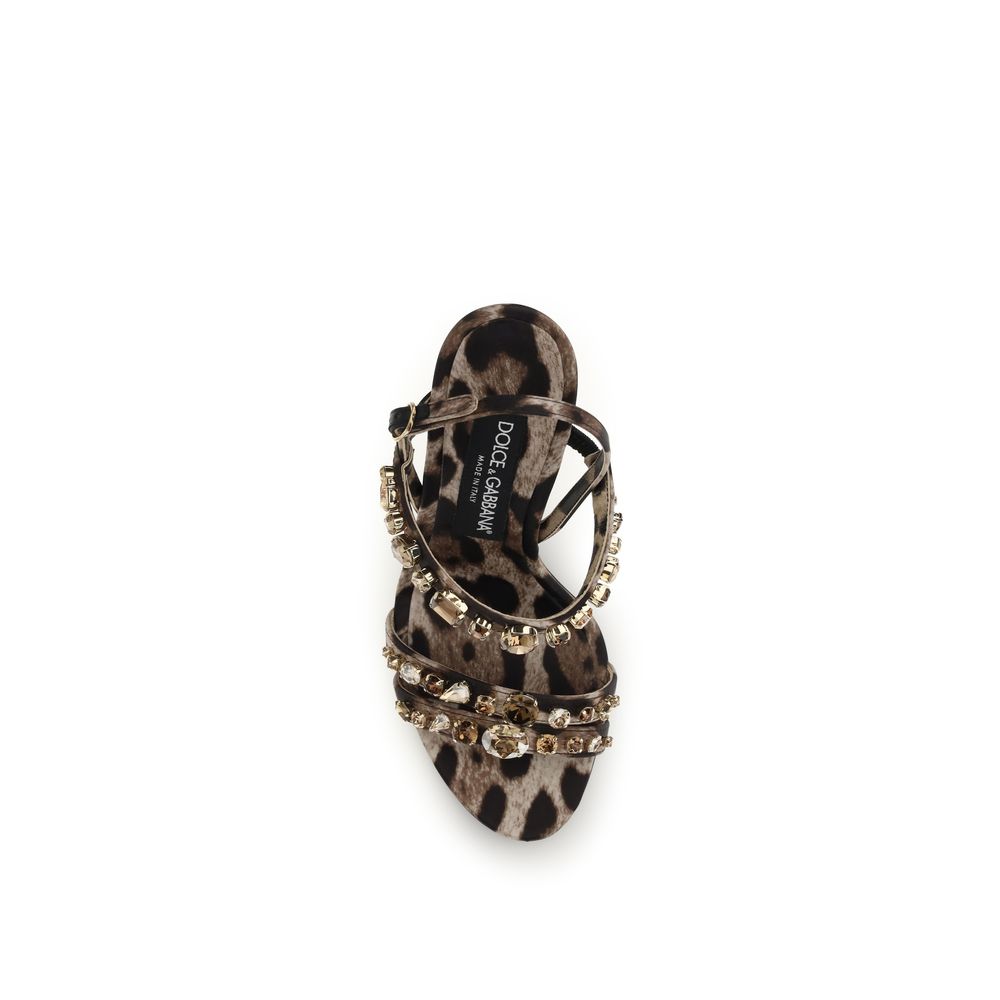 Dolce & Gabbana Brown Fabric Stiletto Heel Sandals - Image 4