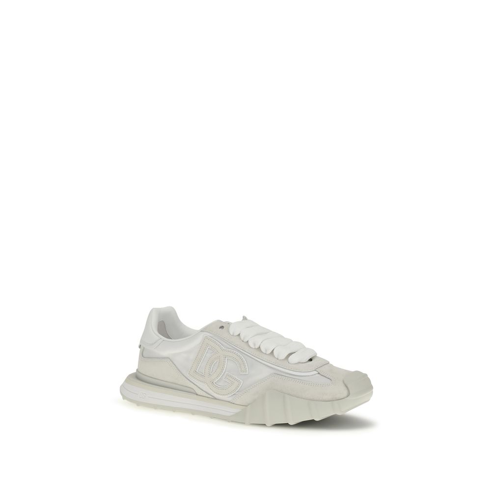 Dolce & Gabbana White Calf Leather Bos Taurus Athletic Sneakers - Image 2
