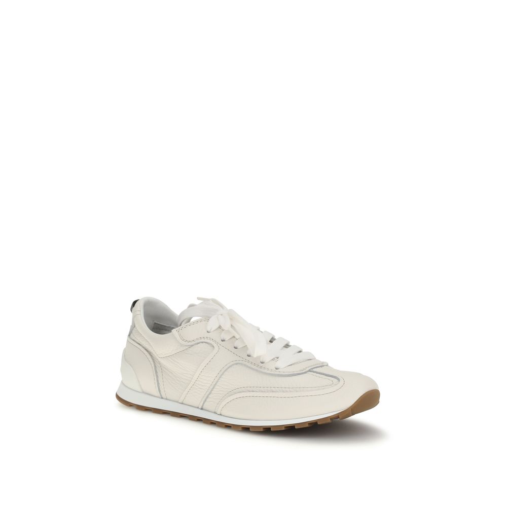 Brunello Cucinelli White Calf Leather Bos Taurus Low Top Sneakers - Image 2