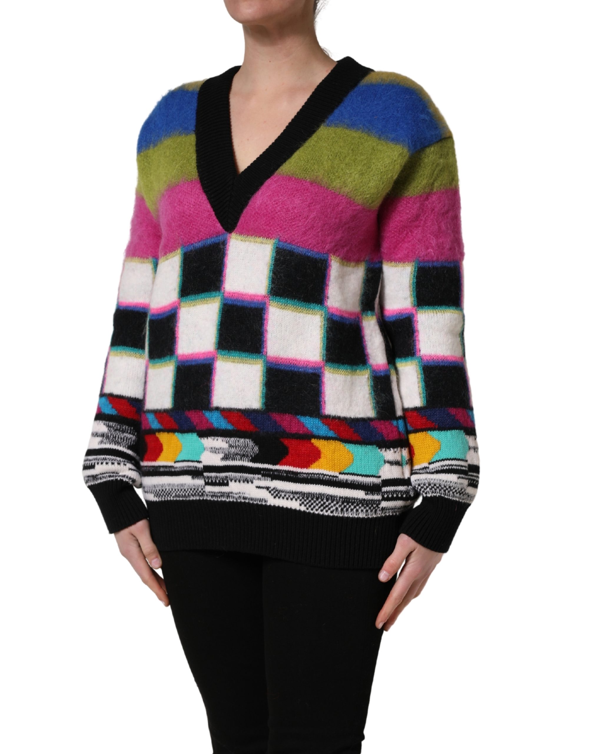 Dolce & Gabbana Multicolor Stripes V-neck Pullover Sweater - Image 3