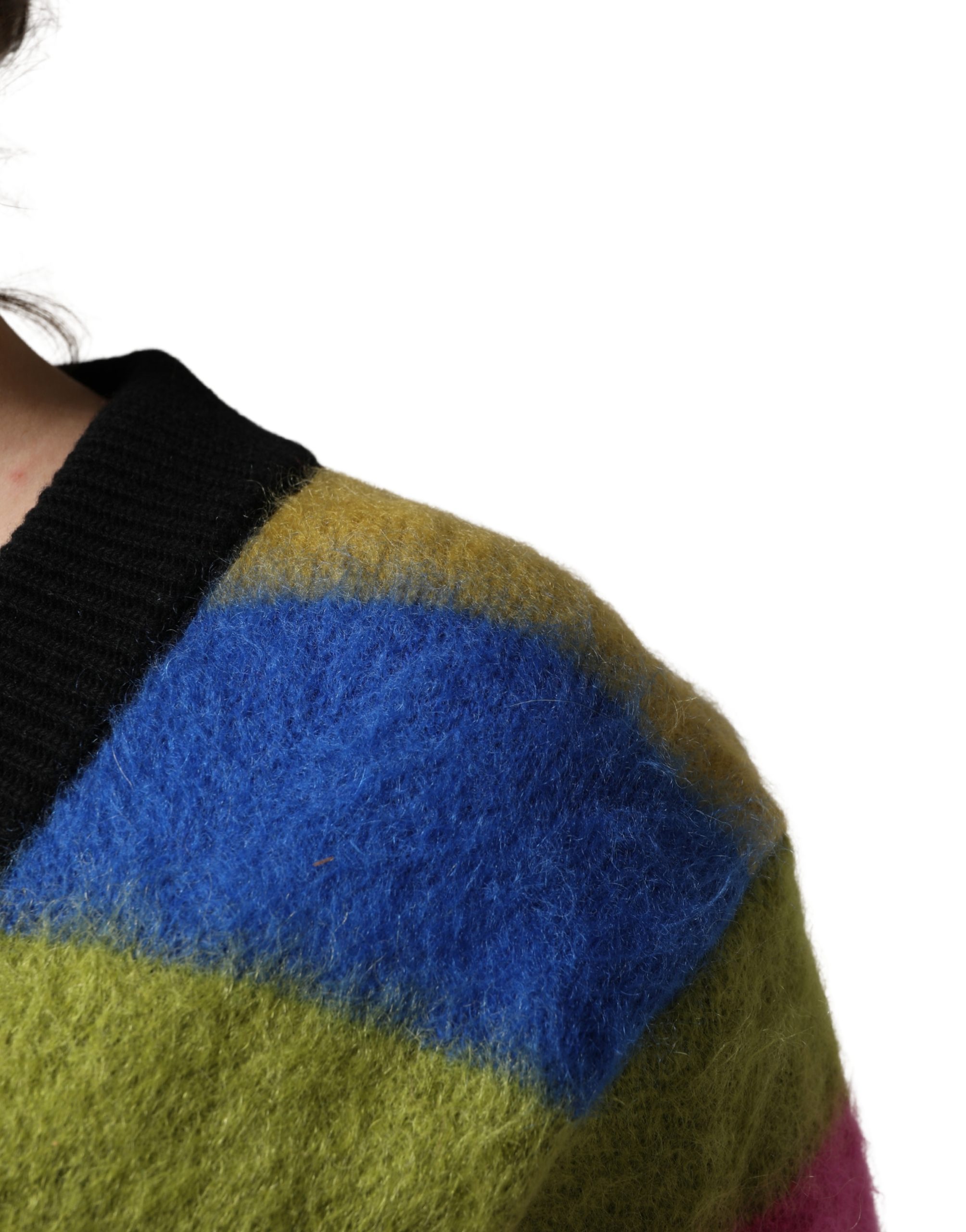 Dolce & Gabbana Multicolor Stripes V-neck Pullover Sweater - Image 6