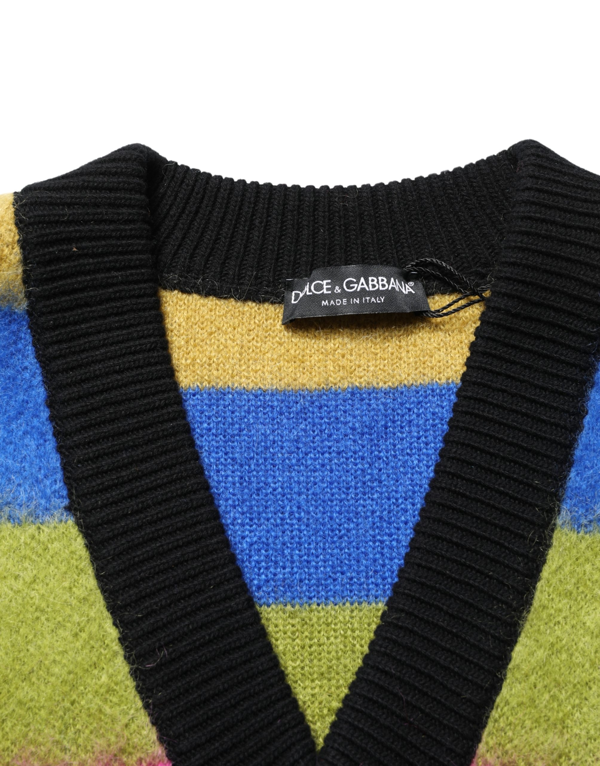 Dolce & Gabbana Multicolor Stripes V-neck Pullover Sweater - Image 7