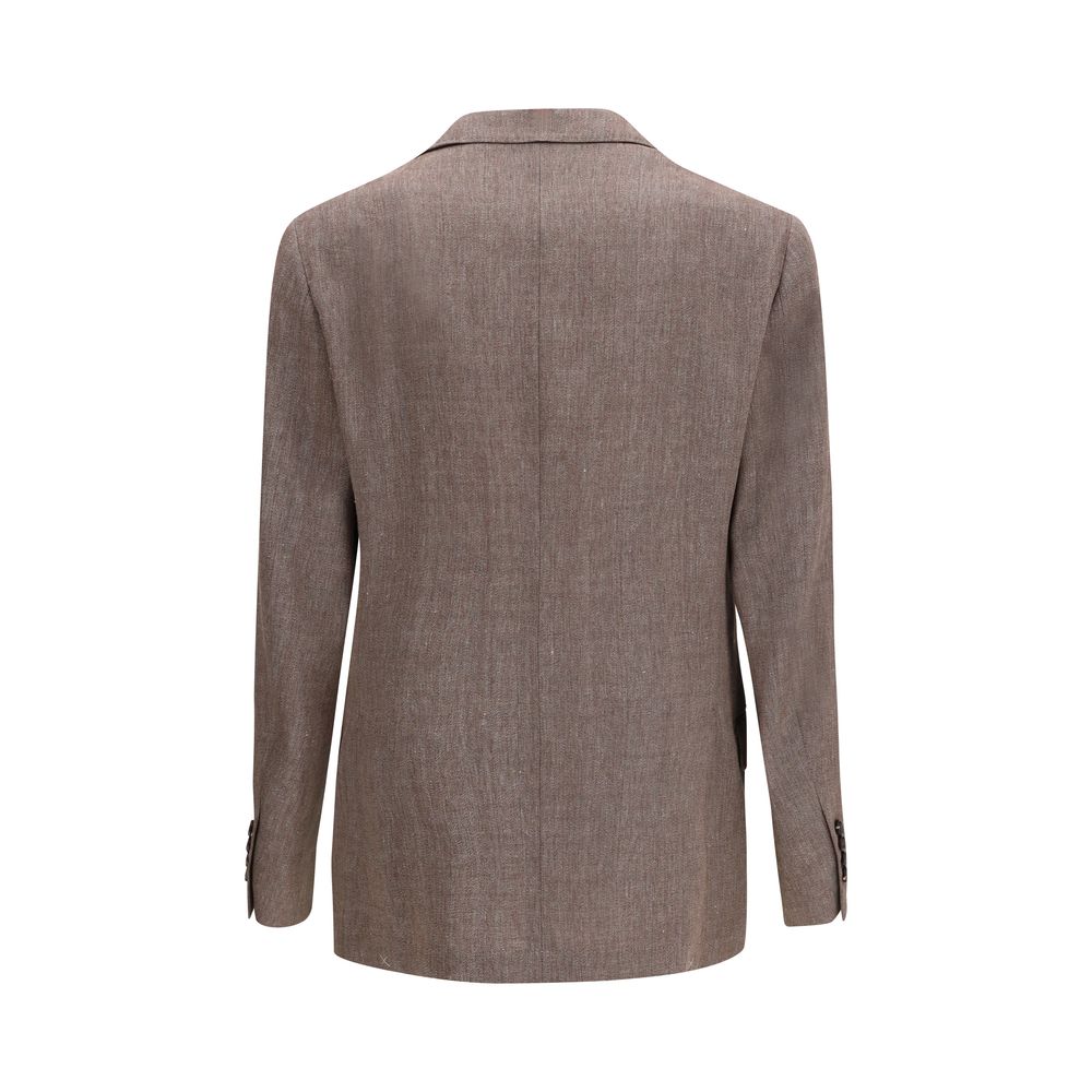 Brunello Cucinelli Brown Linen Blazer - Image 2