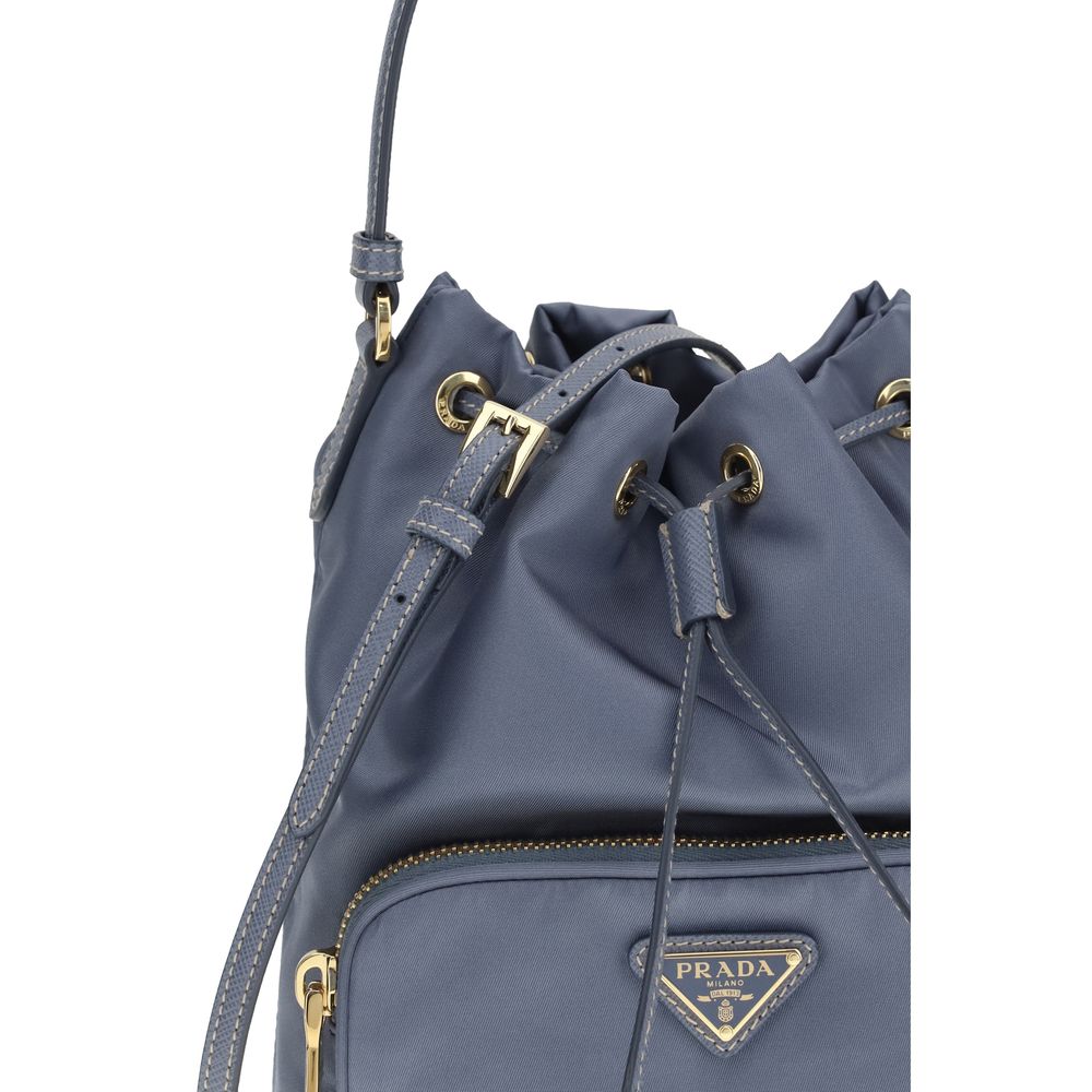 Prada Blue Polyamide Backet Bag - Image 4