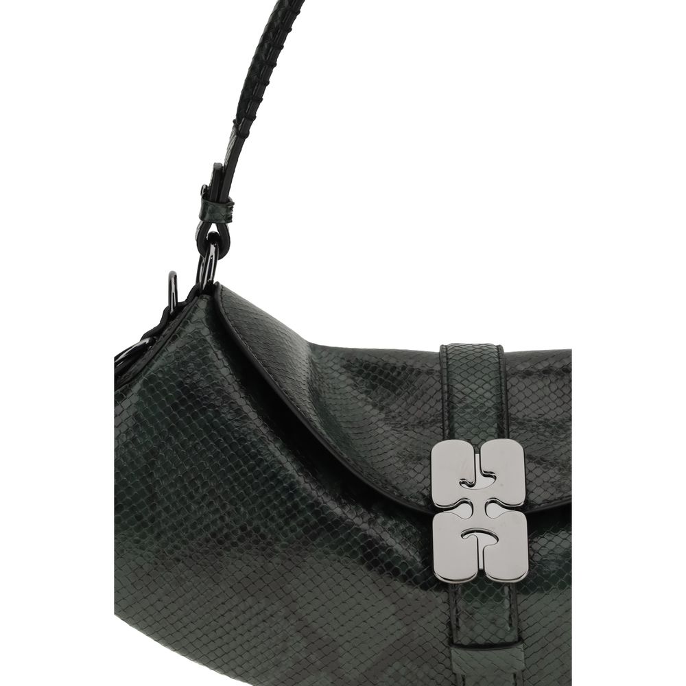 Ganni Blue Recycled Leather Shoulder Bag - Image 4