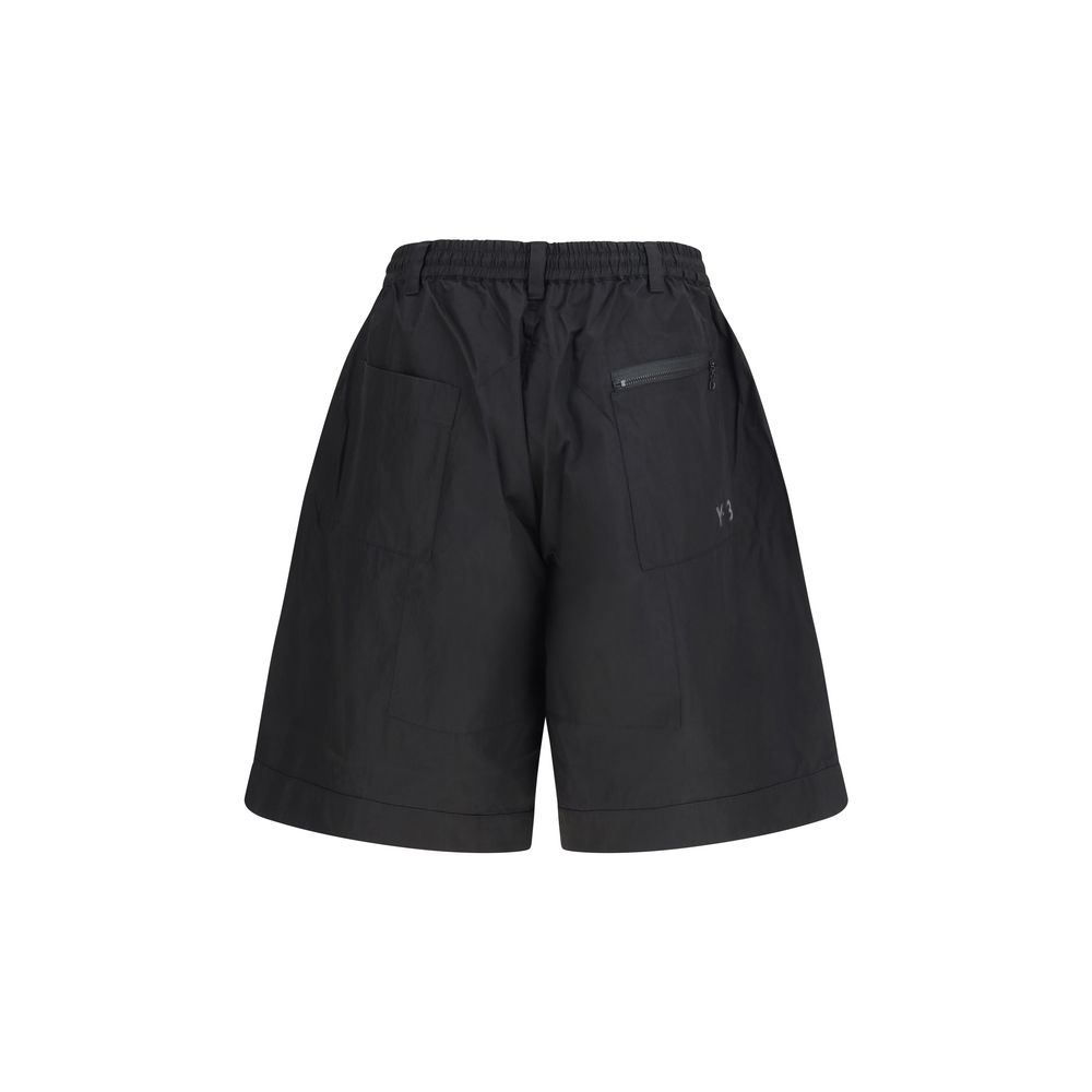 Y-3 Black Cotton Bermuda Shorts - Image 2