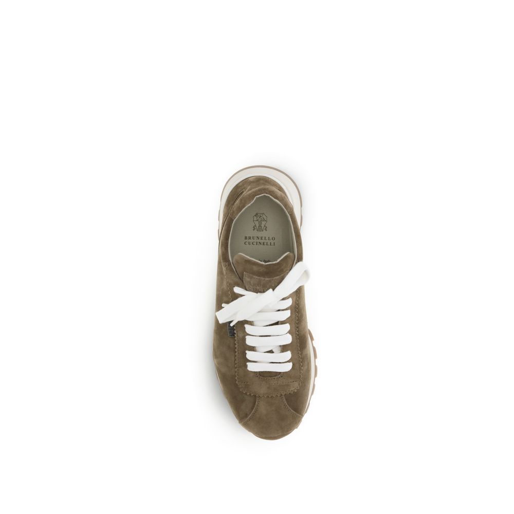 Brunello Cucinelli Brown Calf Leather Bos Taurus Platform Sneakers - Image 4