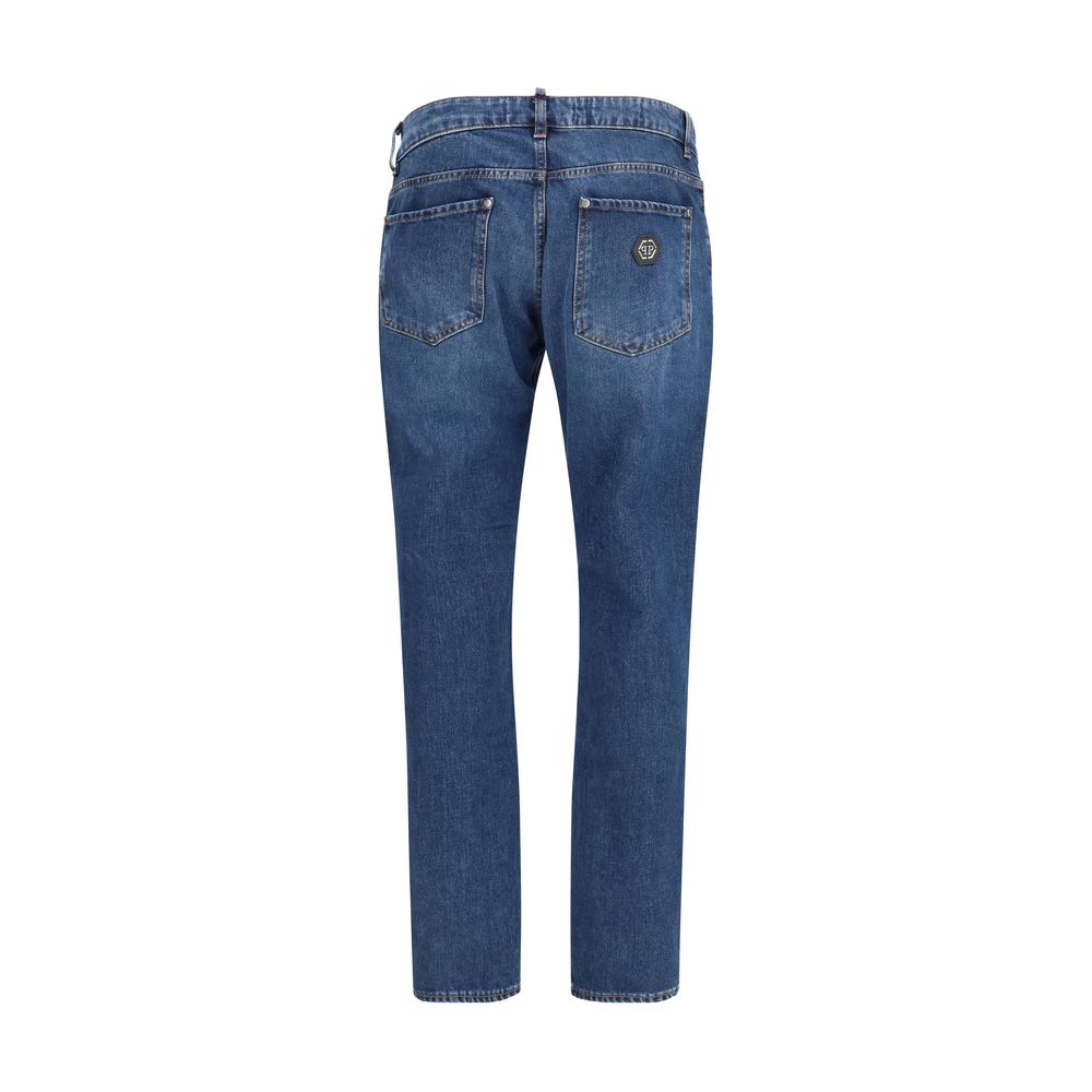 Philipp Plein Blue Cotton Straight-Leg Jeans - Image 2