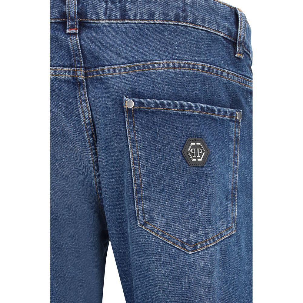Philipp Plein Blue Cotton Straight-Leg Jeans - Image 3