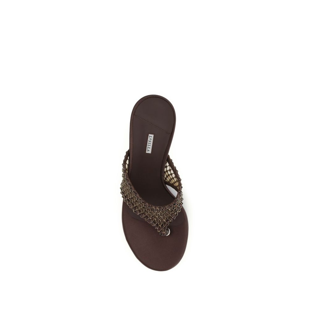 LE SILLA Brown Goatskin Stiletto Heel Sandals - Image 4