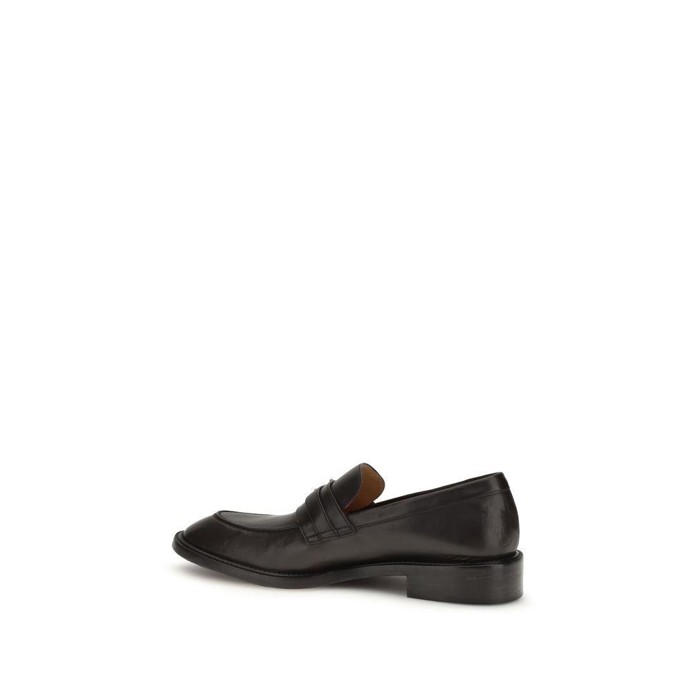 Versace Black Calf Leather Bos Taurus Slip-On Loafers - Image 3
