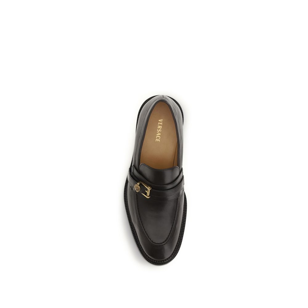 Versace Black Calf Leather Bos Taurus Slip-On Loafers - Image 4