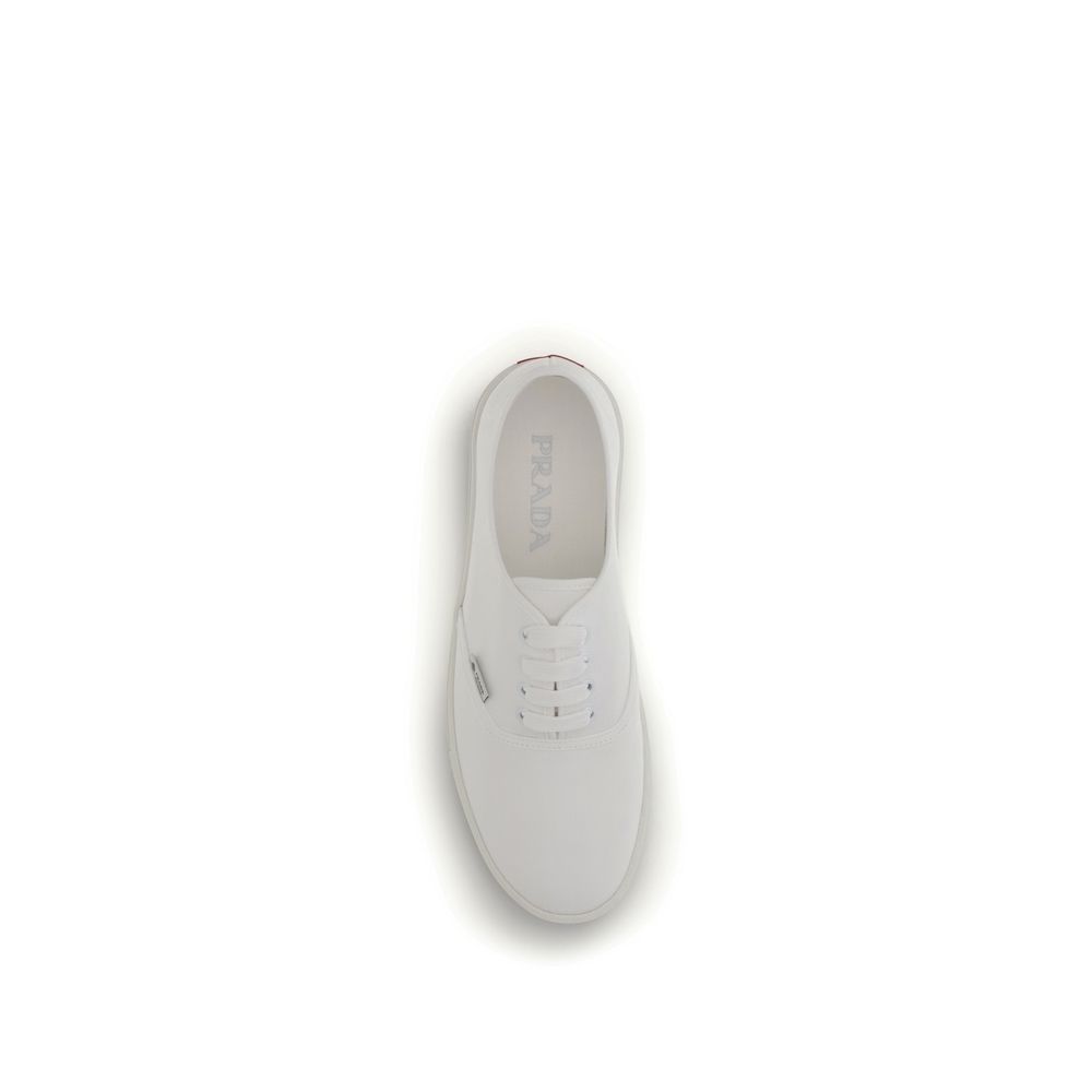 Prada White Cotton Low Top Sneakers - Image 4