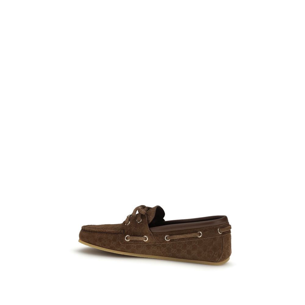 Gucci Brown Calf Leather Bos Taurus Slip-On Loafers - Image 3