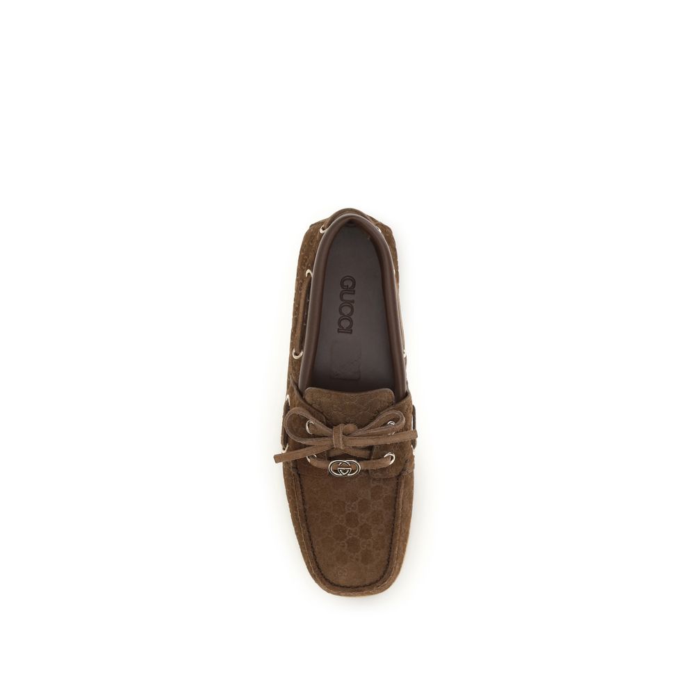 Gucci Brown Calf Leather Bos Taurus Slip-On Loafers - Image 4