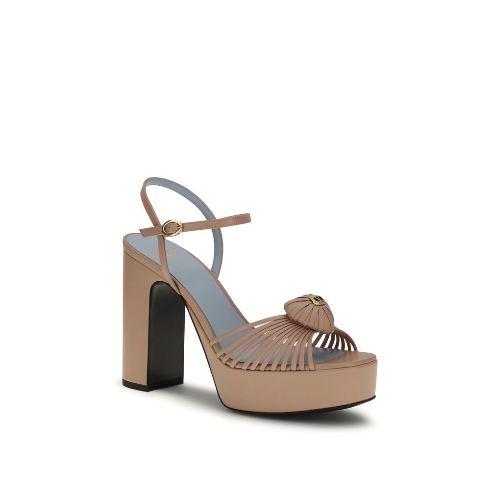 Valentino Garavani Beige Goatskin Platform Sandals - Image 2