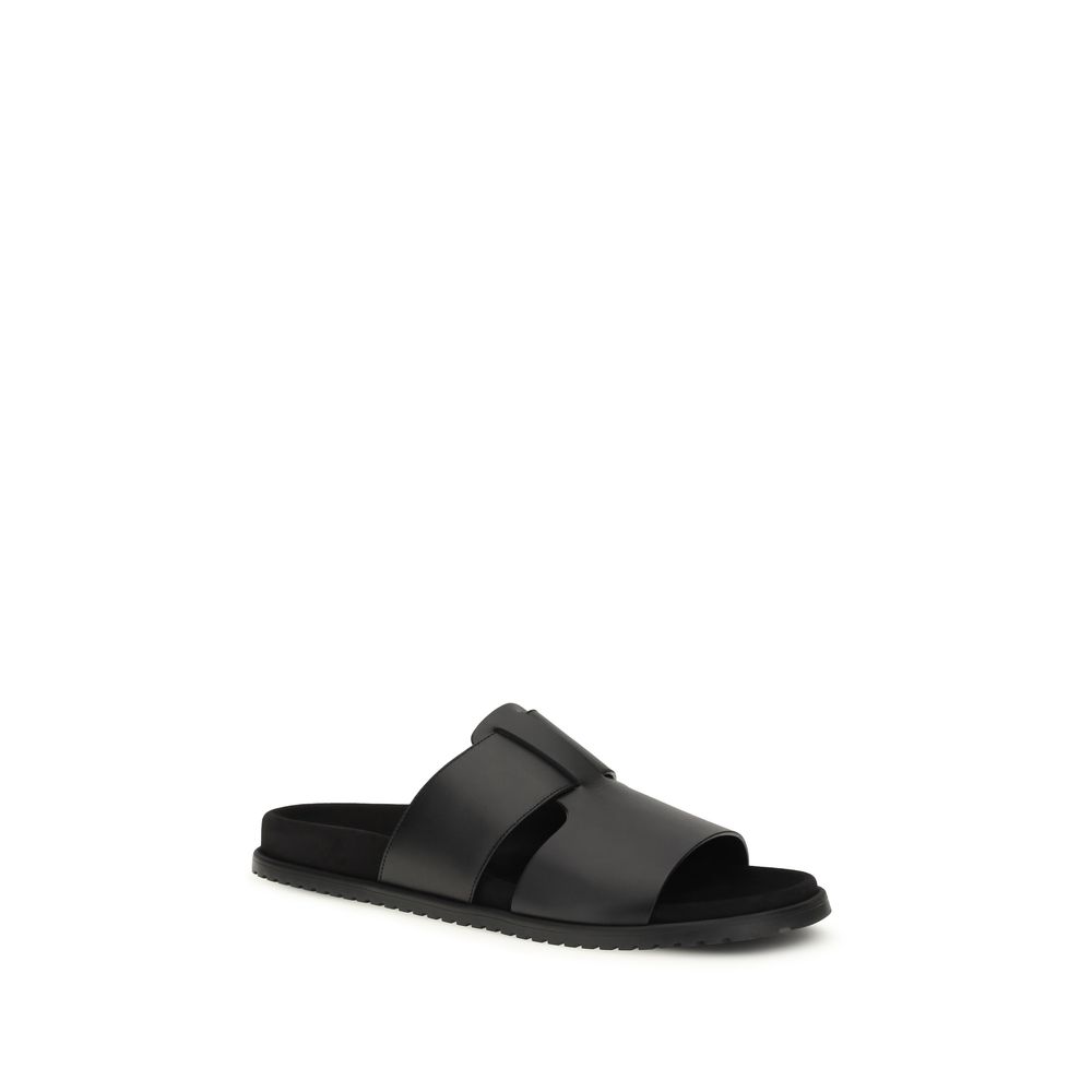 Dolce & Gabbana Black Calf Leather Bos Taurus Sandals - Image 2