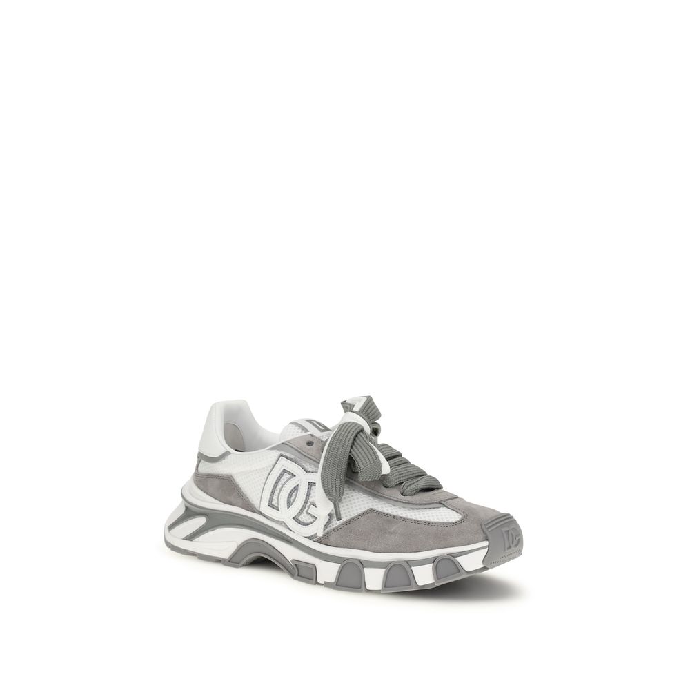 Dolce & Gabbana Gray Calf Leather Bos Taurus Athletic Sneakers - Image 2
