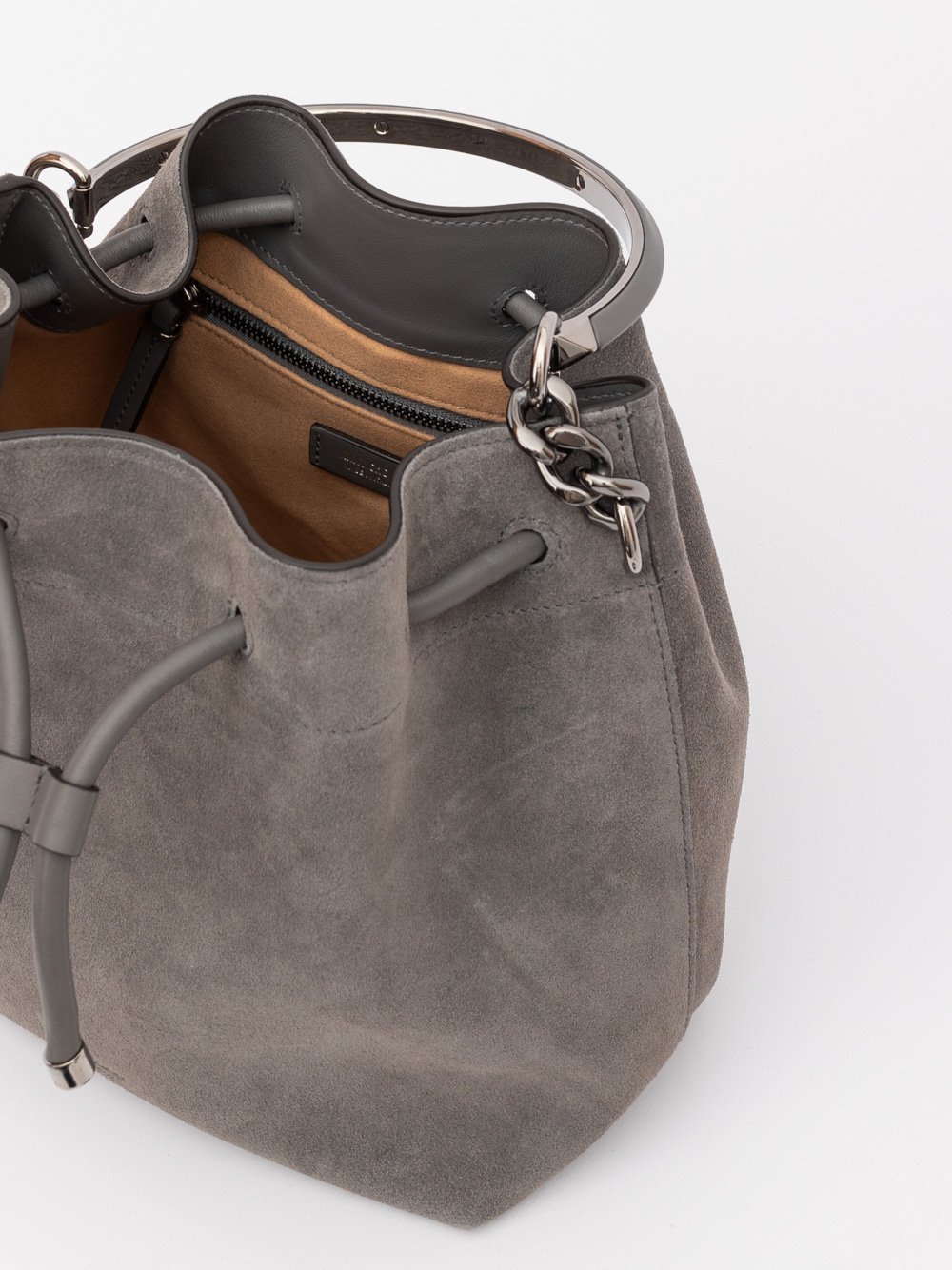 Jimmy Choo Dark Grey Bon Bon Suede Bucket - Image 4