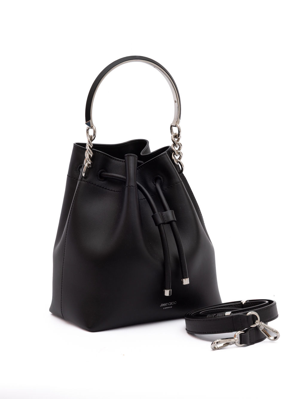 Jimmy Choo Black Bon Bon Leather Bucket - Image 3