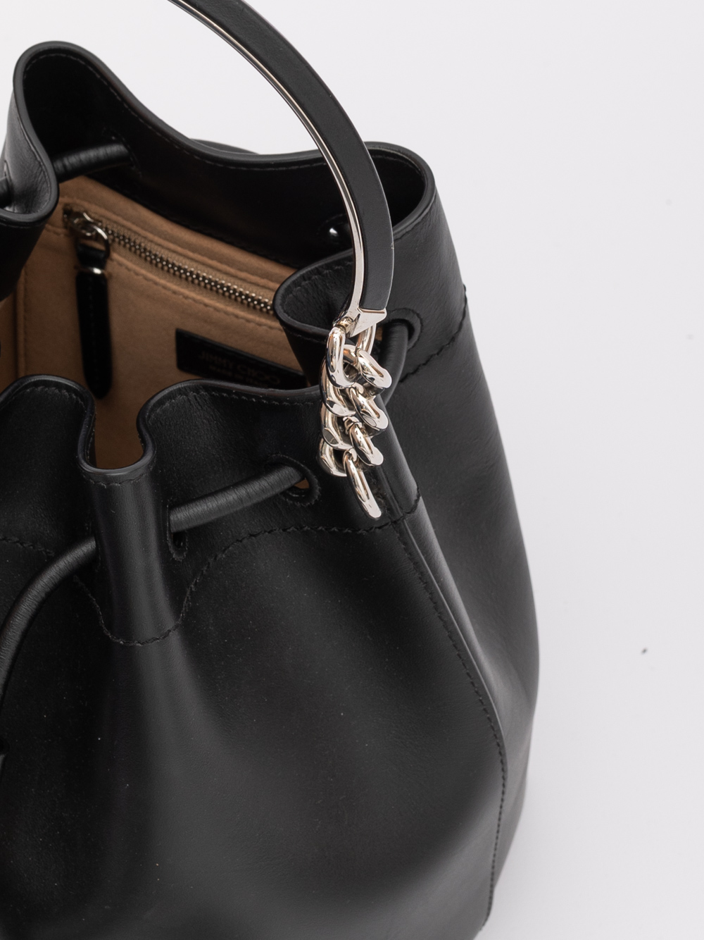 Jimmy Choo Black Bon Bon Leather Bucket - Image 4