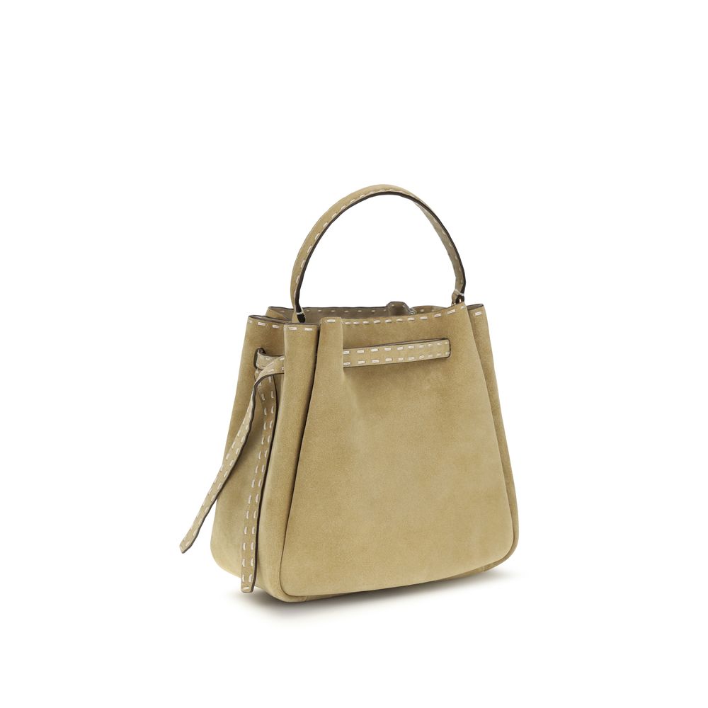 Tory Burch Beige Calf Leather Bos Taurus Backet Bag - Image 3
