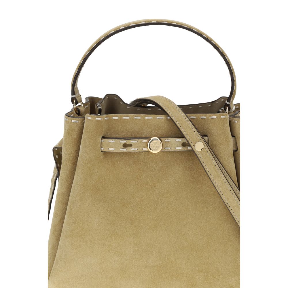 Tory Burch Beige Calf Leather Bos Taurus Backet Bag - Image 4