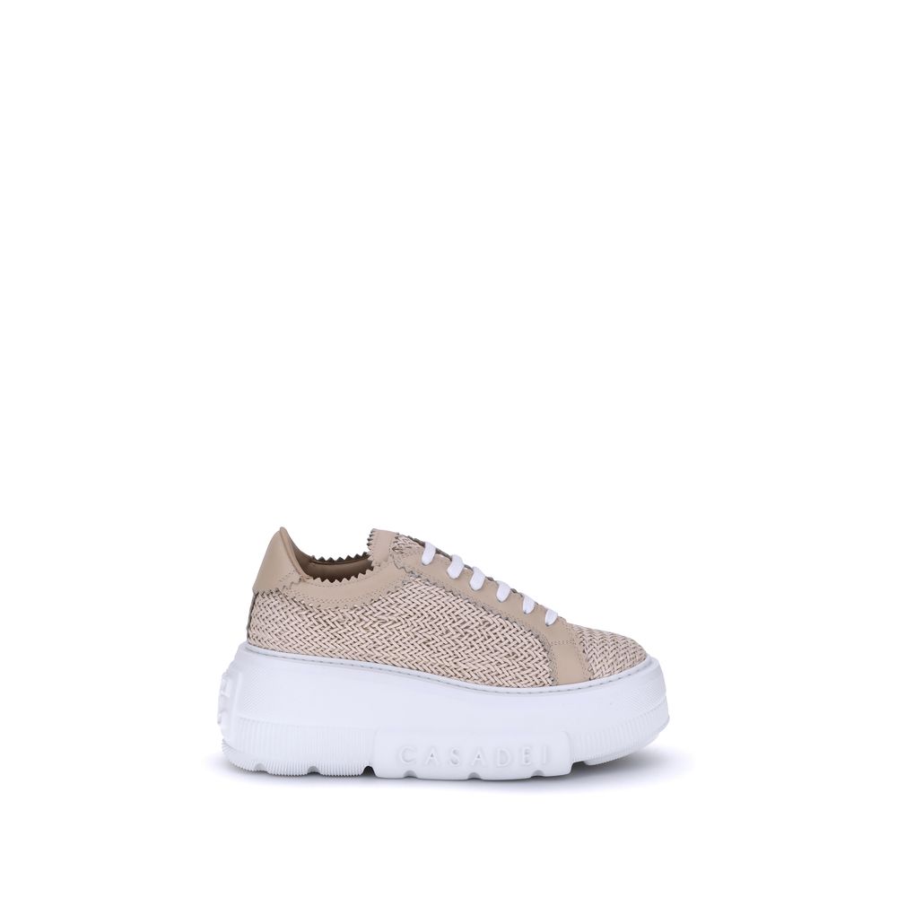 Casadei Beige Other Fibres Platform Sneakers - Image 2