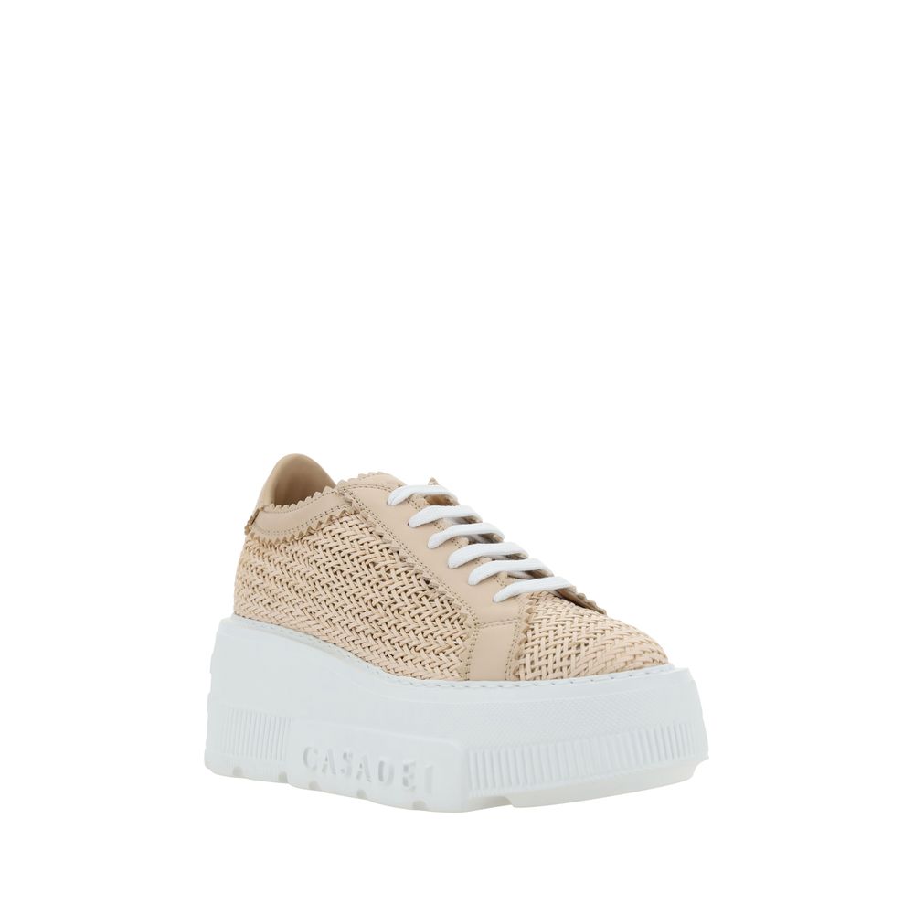 Casadei Beige Other Fibres Platform Sneakers - Image 3