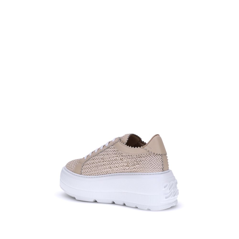 Casadei Beige Other Fibres Platform Sneakers - Image 6