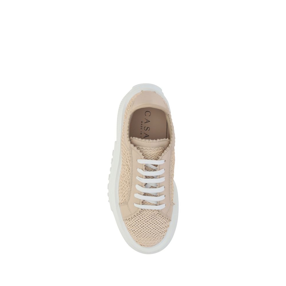 Casadei Beige Other Fibres Platform Sneakers - Image 7