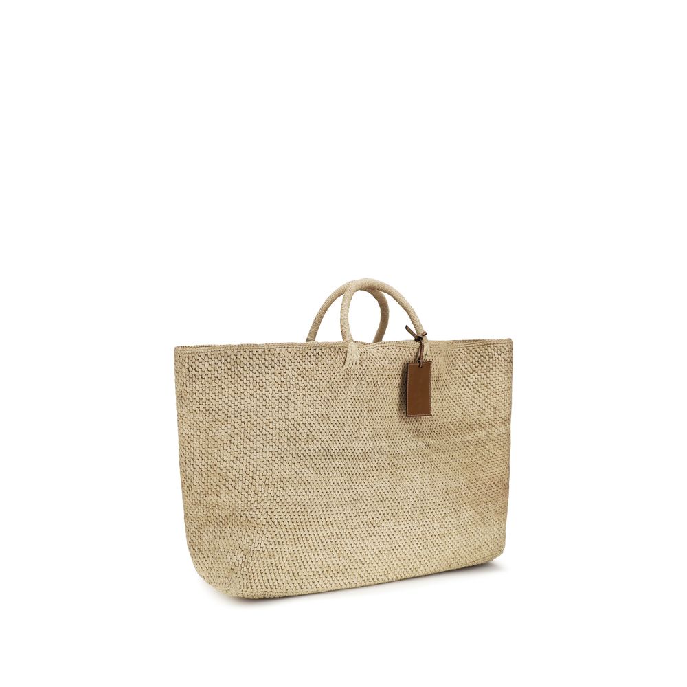 Manebi Beige Raffia Handbag - Image 2