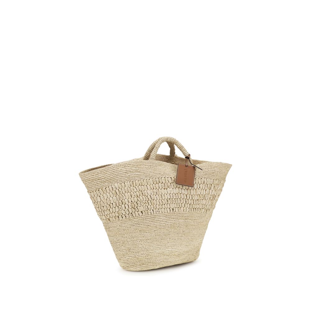 Manebi Beige Raffia Handbag - Image 2