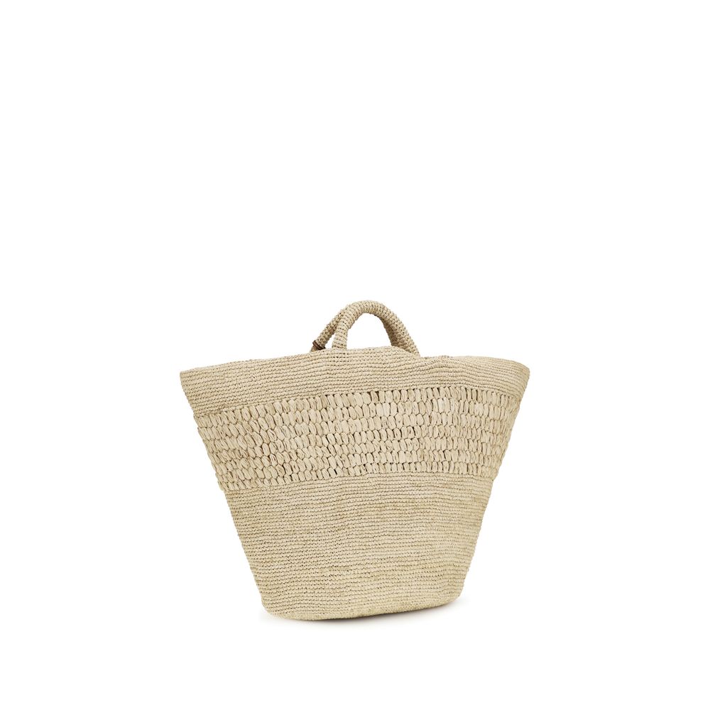Manebi Beige Raffia Handbag - Image 3
