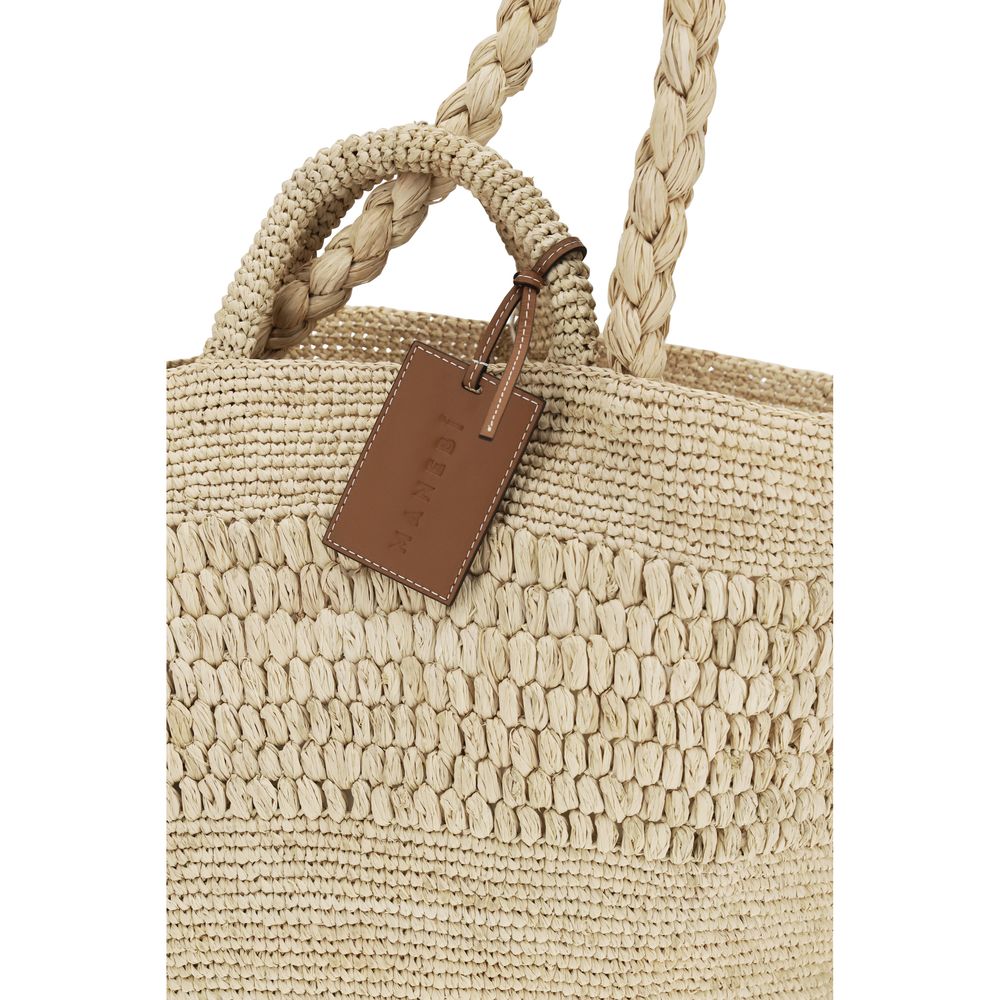 Manebi Beige Raffia Handbag - Image 4