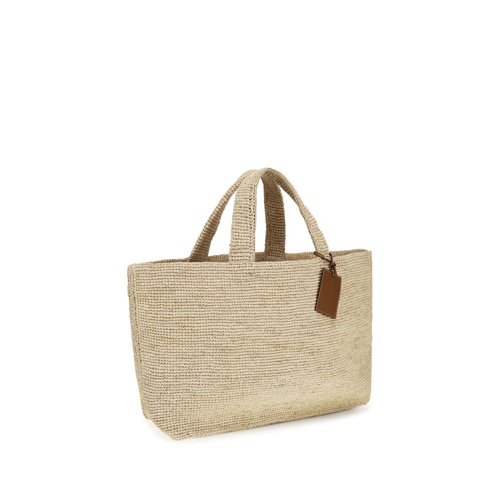 Manebi Beige Raffia Handbag - Image 2