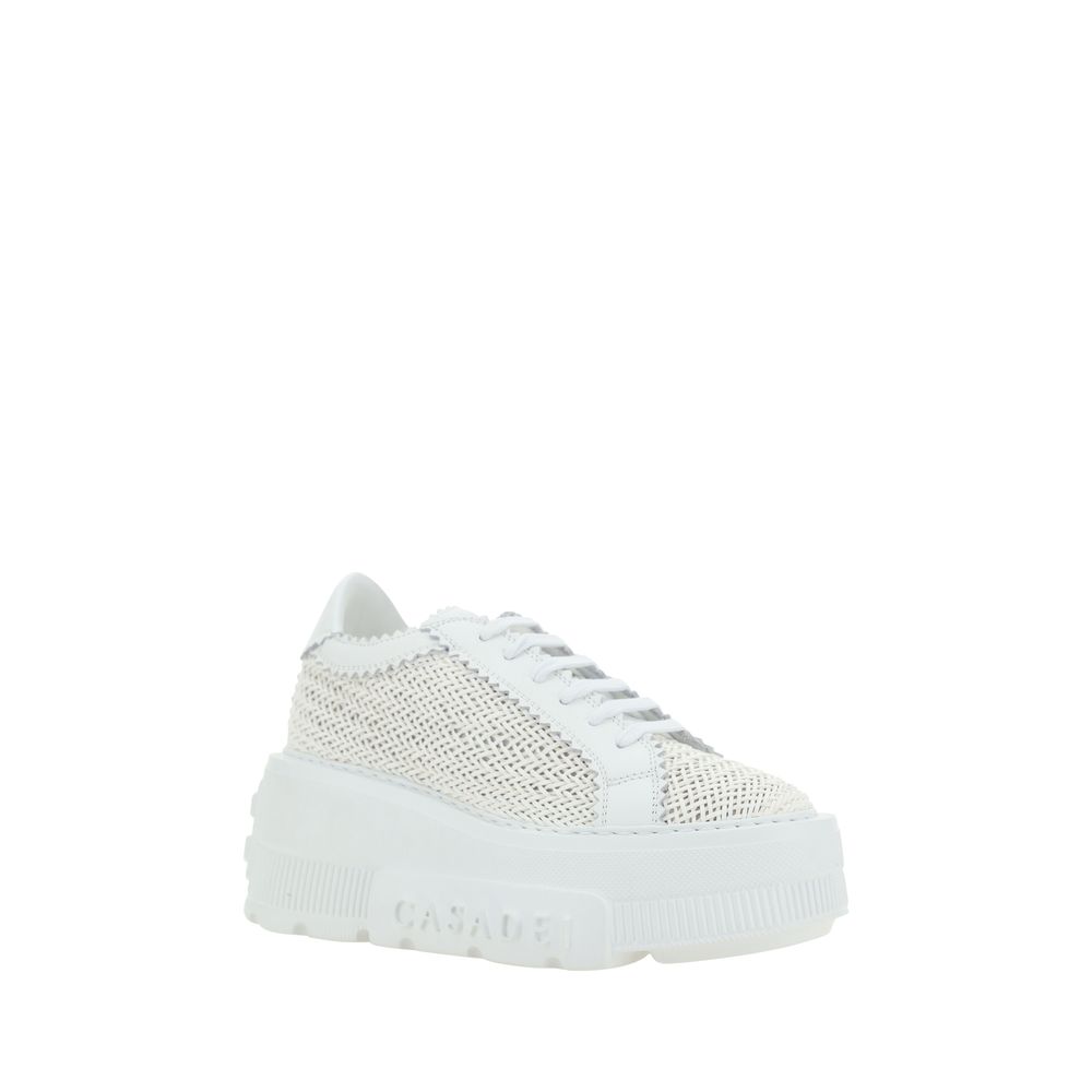 Casadei White Other Fibres Sneakers - Image 4