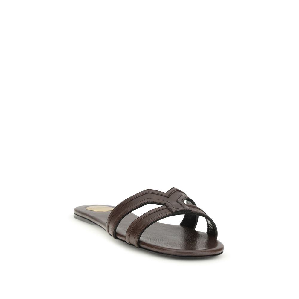 Saint Laurent Brown Calf Leather Bos Taurus Sandals - Image 2