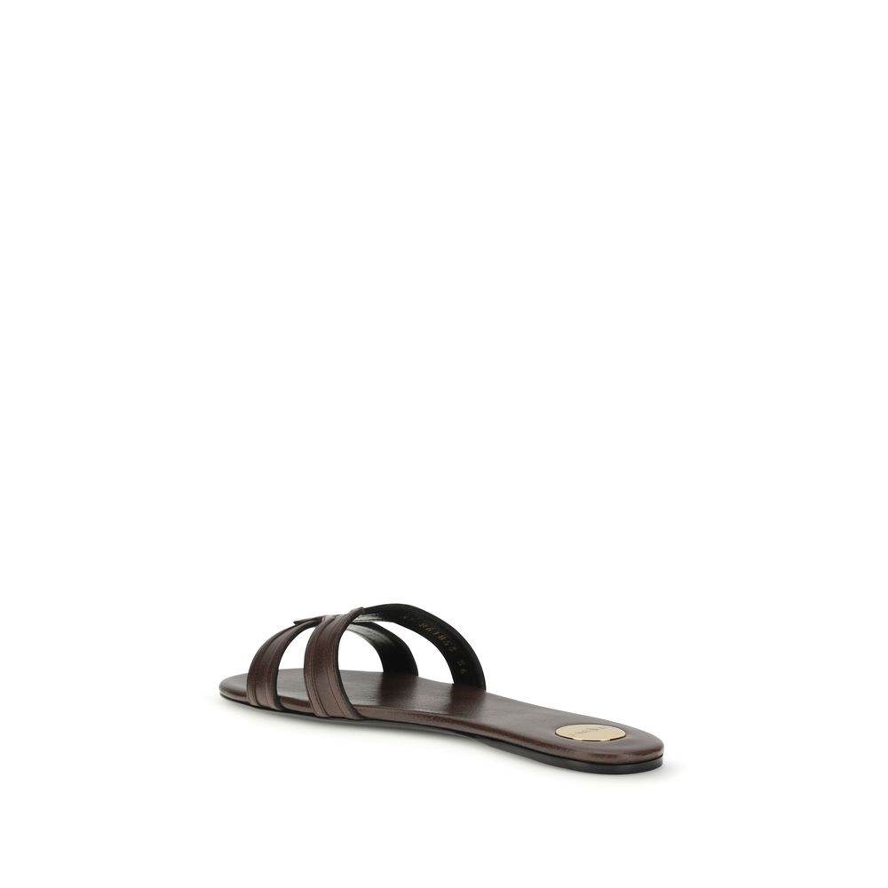 Saint Laurent Brown Calf Leather Bos Taurus Sandals - Image 3