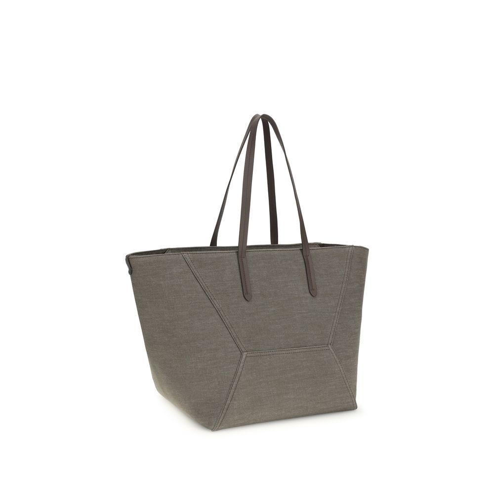Brunello Cucinelli Brown Cotton Shoulder Bag - Image 2