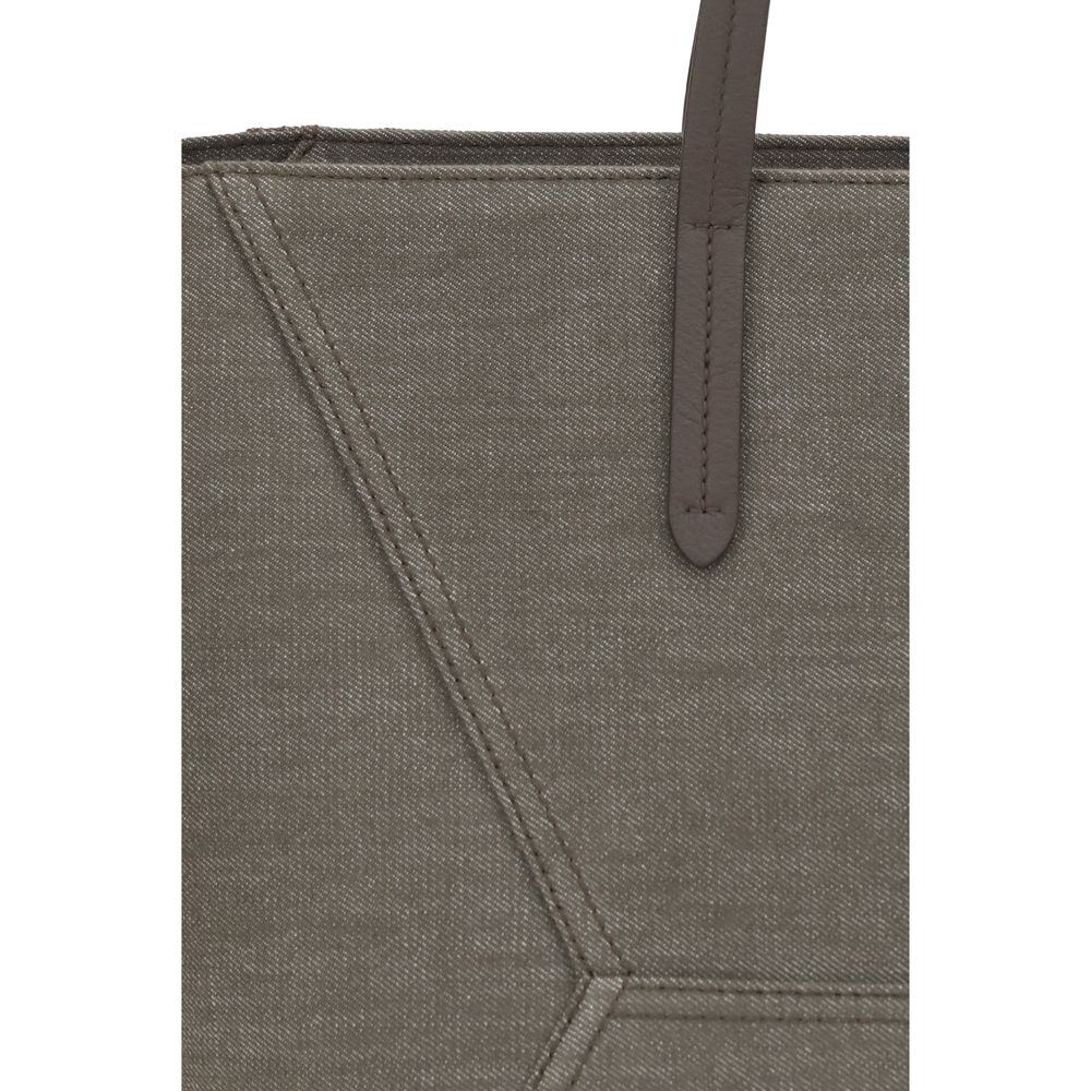 Brunello Cucinelli Brown Cotton Shoulder Bag - Image 4