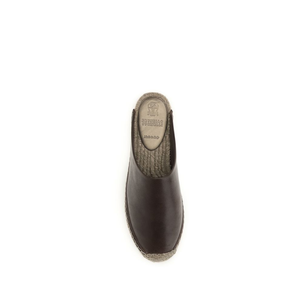 Brunello Cucinelli Brown Calf Leather Bos Taurus Espadrilles - Image 4
