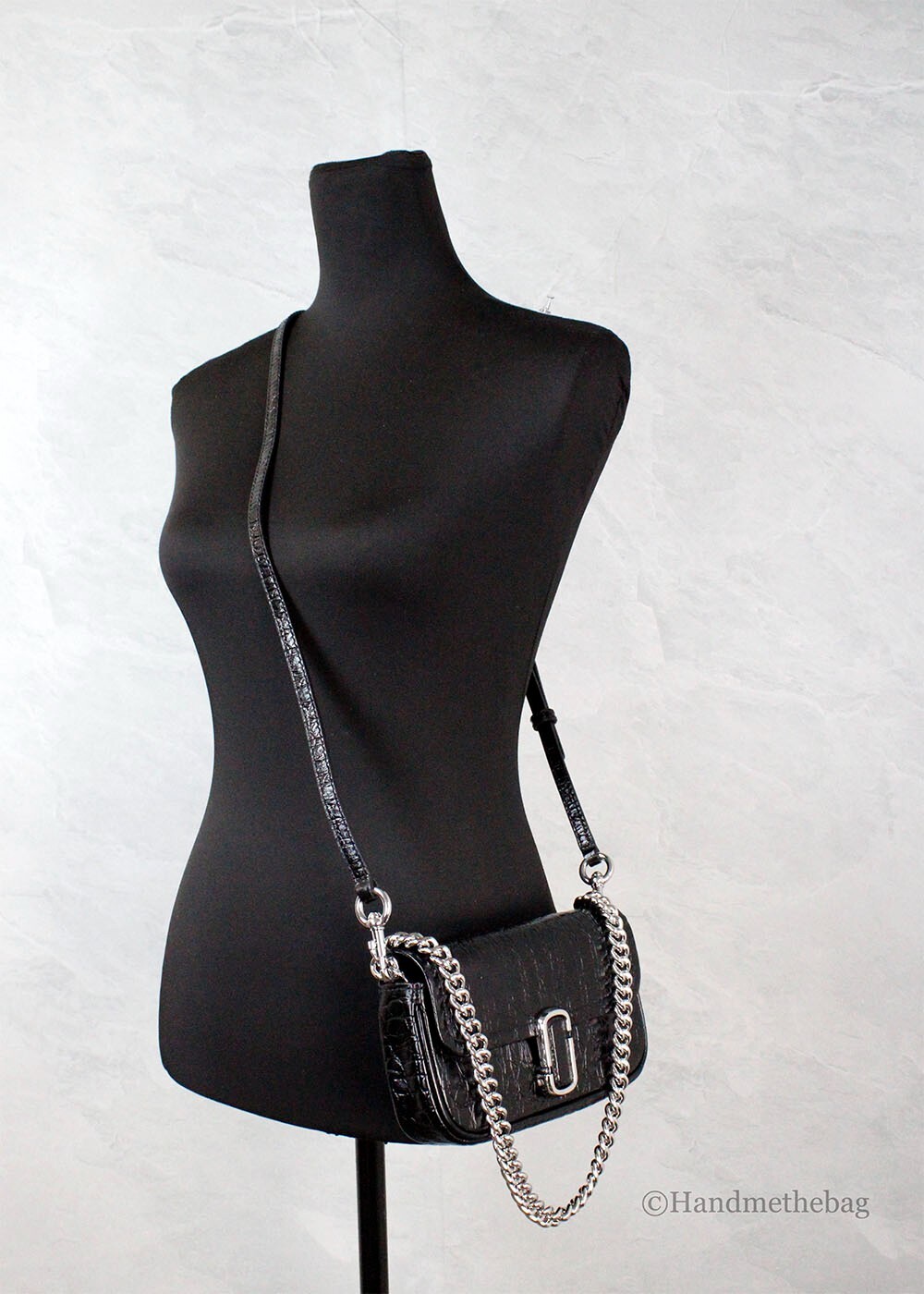 Marc Jacobs The Mini Shoulder Bag Black Embossed Leather Crossbody Bag - Image 2