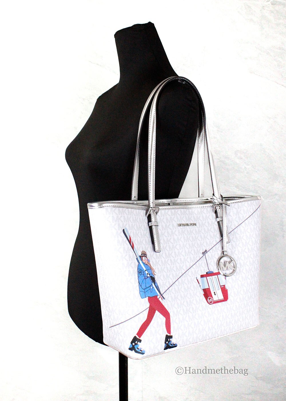 Michael Kors Jet Set Travel Girls Medium Signature Carryall Tote White MK - Image 2